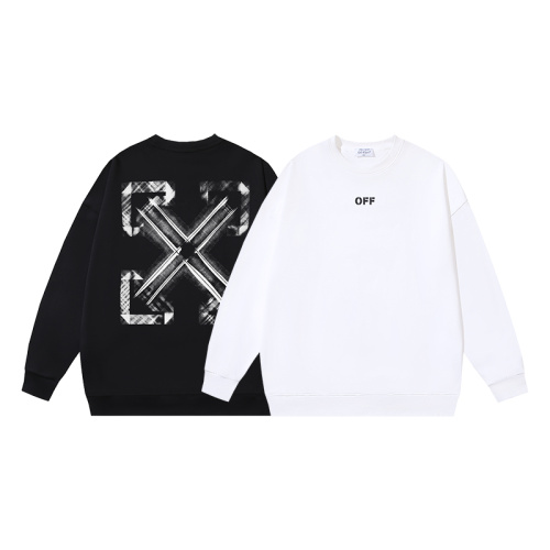 Off White Fashion Checkered Arrow Printed Round Neck Hoodie for Couples, Casual Loose Sweatshirt