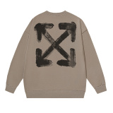 Off White Fashion Blurred Logo Arrow Printed Round Neck Hoodie for Couples, Casual Loose Sweatshirt