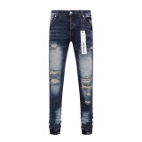 Purple Brand Fashion Distressed Slimming Small Leg Jeans