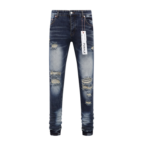 Purple Brand Fashion Distressed Slimming Small Leg Jeans