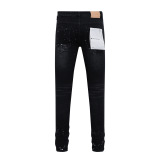 Purple Brand New Fashion Ink Splashed Distressed Slimming Small Leg Jeans