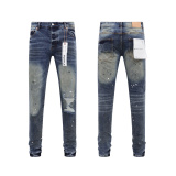 Purple Brand Fashion Distressed Wash Slimming Small Leg Jeans
