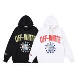 Off White Fashion Angel Sports Car Letter Pentagram Printed Hoodie Couple Versatile Loose Sweatshirt
