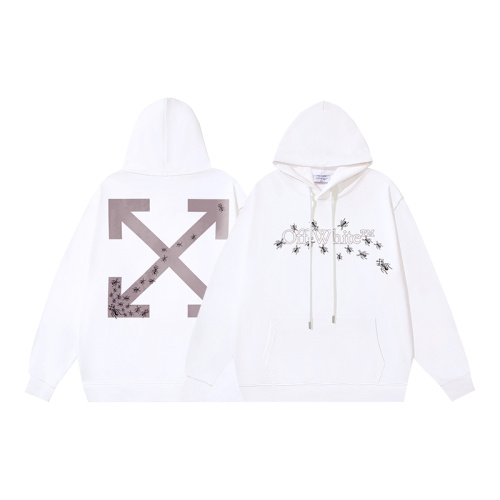 Off White Fashion Ants Arrow Printed Hoodie Unisex Casual Loose Sweatshirt
