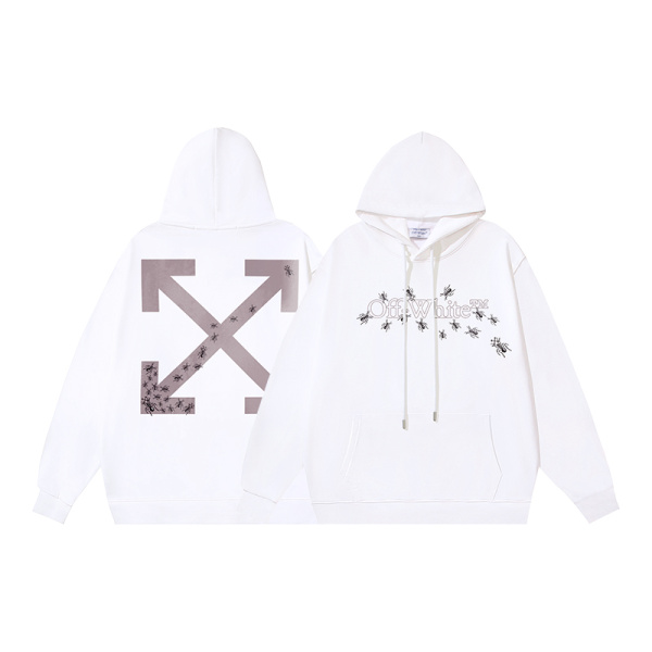 Off White Fashion Ants Arrow Printed Hoodie Unisex Casual Loose Sweatshirt