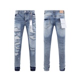 Purple Brand Fashion Distressed Wash Slimming Small Leg Jeans