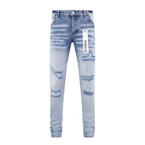 Purple Brand Fashion Distressed Inkjet Washed Slimming Small Leg Jeans