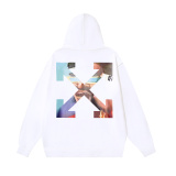 Off White Fashion Portrait Arrow Printed Hoodie Unisex Casual Loose Sweatshirt