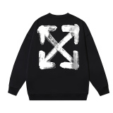Off White Fashion Blurred Logo Arrow Printed Round Neck Hoodie for Couples, Casual Loose Sweatshirt