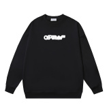 Off White Fashion Blurred Logo Arrow Printed Round Neck Hoodie for Couples, Casual Loose Sweatshirt