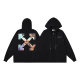 Off White Fashion Portrait Arrow Printed Hooded Zipper Sweatshirt Unisex Casual Loose Sweatshirt