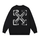 Off White Fashion Checkered Arrow Printed Round Neck Hoodie for Couples, Casual Loose Sweatshirt