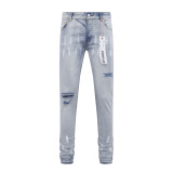 Purple Brand Fashion Distressed Wash Slimming Small Leg Jeans