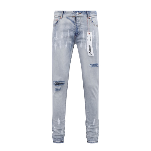 Purple Brand Fashion Distressed Wash Slimming Small Leg Jeans