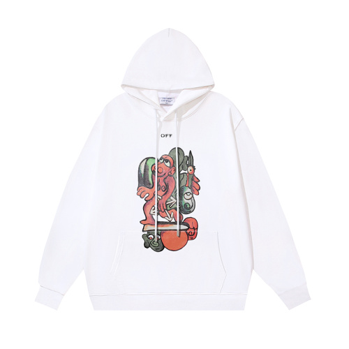Off White Fashion Cartoon Arrow Printed Hoodie Couple Versatile Loose Sweatshirt