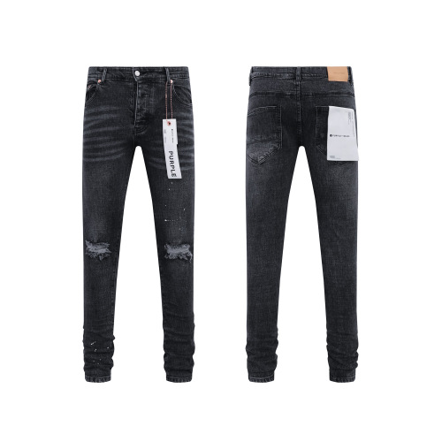 Purple Brand Fashion Distressed Versatile Slim Fit Small Leg Jeans