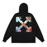 Off White Fashion Portrait Arrow Printed Hooded Zipper Sweatshirt Unisex Casual Loose Sweatshirt