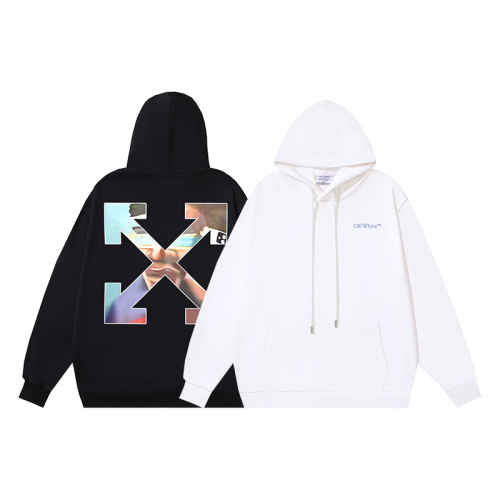 Off White Fashion Portrait Arrow Printed Hoodie Unisex Casual Loose Sweatshirt
