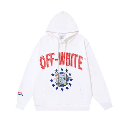 Off White Fashion Angel Sports Car Letter Pentagram Printed Hoodie Couple Versatile Loose Sweatshirt