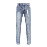 Purple Brand New Fashion Ink Splashed Distressed Slimming Small Leg Jeans 