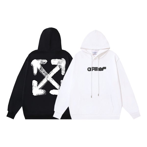 Off White Fashion Blurred Logo Arrow Printed Hoodie Couple Versatile Loose Sweatshirt