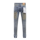 Purple Brand Fashion Washed Ink Splashed Distressed Slimming Small Leg Jeans