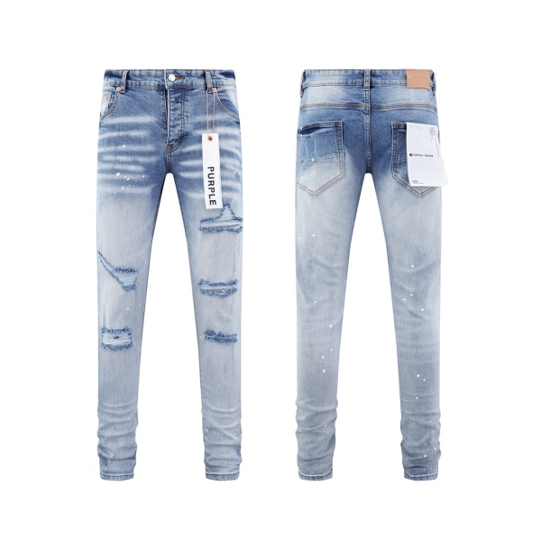 Purple Brand Fashion Distressed Inkjet Washed Slimming Small Leg Jeans