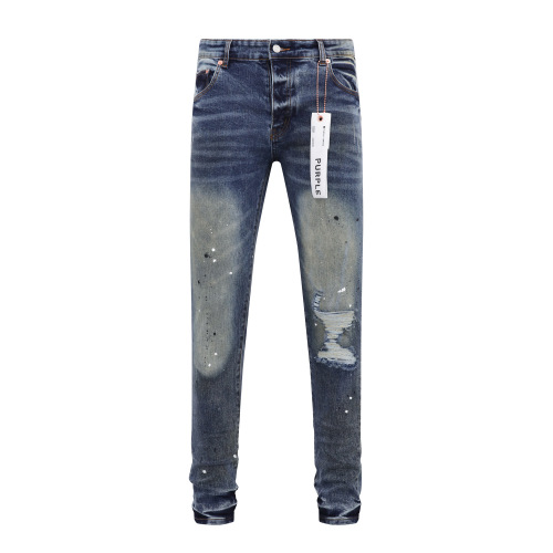 Purple Brand Fashion Distressed Wash Slimming Small Leg Jeans