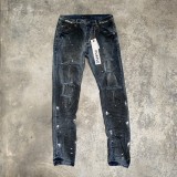 Purple Brand New Fashion Ink Splashed Distressed Slimming Small Leg Jeans