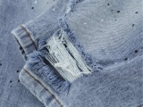 Purple Brand New Fashion Ink Splashed Distressed Slimming Small Leg Jeans 