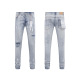 Purple Brand Fashion Distressed Wash Slimming Small Leg Jeans