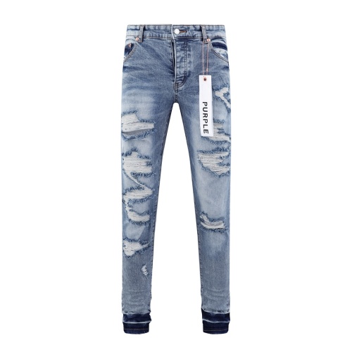 Purple Brand Fashion Distressed Wash Slimming Small Leg Jeans