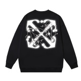 Off White Fashion Glowing Flower Arrow Printed Round Neck Sweatshirt Unisex Casual Loose Sweatshirt