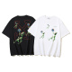 Off White Fashion Cartoon Alien Arrow Printed Short Sleeve Unisex Casual Loose T-shirt