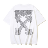 Off White Fashion Dissolved Arrow Printed Short Sleeve Unisex Casual Loose T-shirt