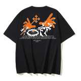 Off White Fashion Devil Hand Eye Printed Short Sleeve Unisex Casual Loose T-shirt