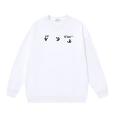 Off White Fashion Dissolved Arrow Printed Round Neck Hoodie Unisex Casual Loose Sweatshirt