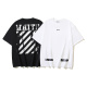 Off White Fashion Dissolved Zebra Stripe Printed Short Sleeve Unisex Casual Loose T-shirt