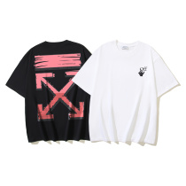 Off White Classic Graffiti Arrow Printed Short Sleeve Unisex Casual Loose T-shirt