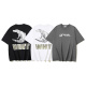 Off White New Fashion Crocodile Printed Short Sleeve Unisex Casual Washed T-shirt