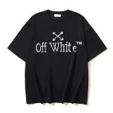 Off White Fashion Graffiti Arrow Printed Short Sleeve Unisex Casual Loose T-shirt