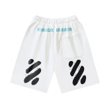 Off White Fashion Yellow Label Striped Printed Shorts for Couples, Versatile Matte Casual Pants