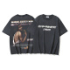 Off White Vintage Washed Digit Bacchus Printed Short Sleeve Unisex Casual Loose T-shirt