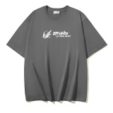 Off White New Fashion Crocodile Printed Short Sleeve Unisex Casual Washed T-shirt