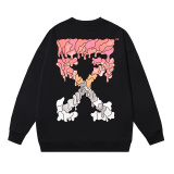 Off White Fashion Dissolved Arrow Printed Round Neck Hoodie Unisex Casual Loose Sweatshirt
