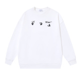 Off White Fashion Dissolved Arrow Printed Round Neck Hoodie Unisex Casual Loose Sweatshirt