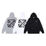 Off White Fashion Glowing Flower Arrow Printed Hoodie Unisex Casual Loose Sweatshirt