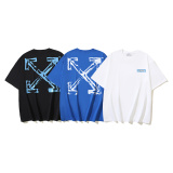 Off White Classic Graffiti Arrow Printed Short Sleeve Unisex Casual Loose T-shirt
