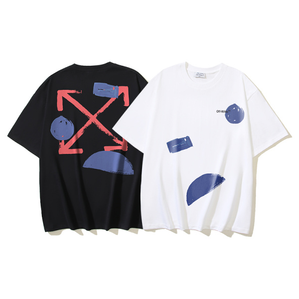 Off White Classic Paint Arrow Printed Short Sleeve Unisex Casual Loose T-shirt