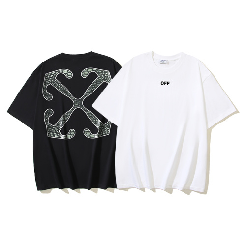 Off White New Fashion Croco Arrow Printed T-shirt Unisex Casual Short Sleeve